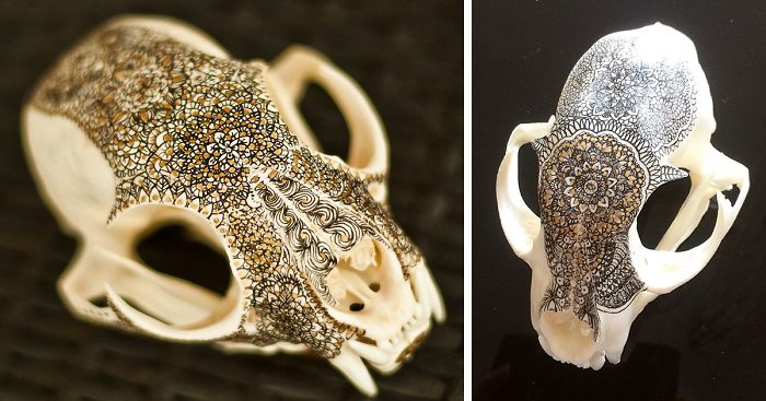 I Decorate Skulls With Golden Mandalas To Honour Fallen Creatures