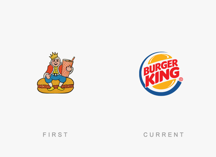 Comparison of famous Burger King logos: the original design versus the modern version.