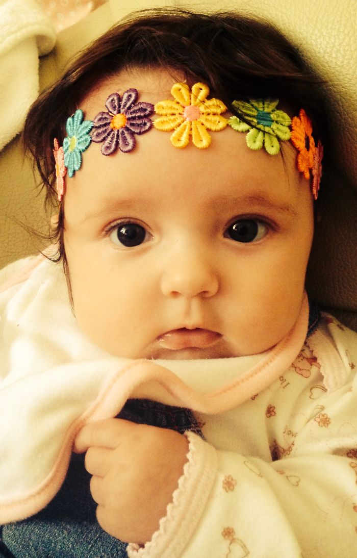 My Daughter Wearing Flower Headband Beautiful
