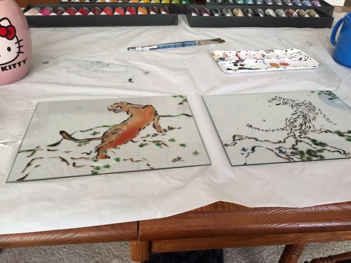 I Painted Layers Of Glass To Create Watercolour Effect