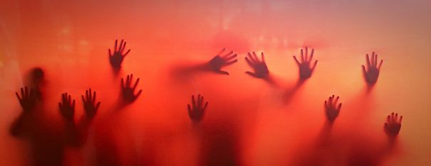 Kids Behind A Fabric Screen During A Festival In Toronto