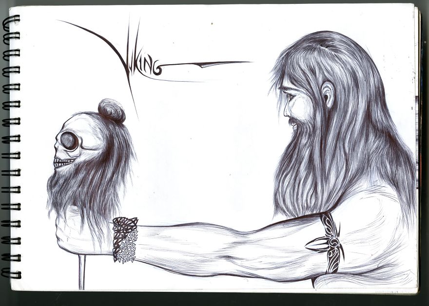 I Draw Detailed Animal Sketches Using Black Ball Point Pens