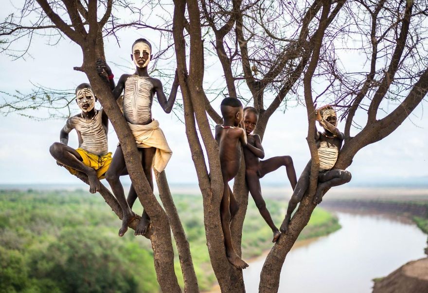 Children With Painted Face, Ethiopia