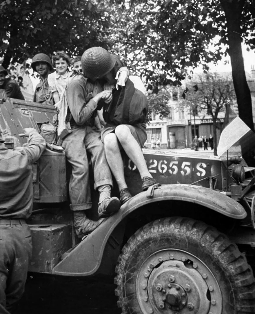 An American Soldier And A Frenchwoman Kissing In A Picture That Raised Eyebrows After Appearing In Life Magazine, 1944