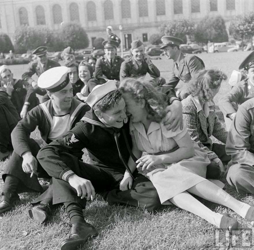 Couple Laughing In A Park, California, 1943