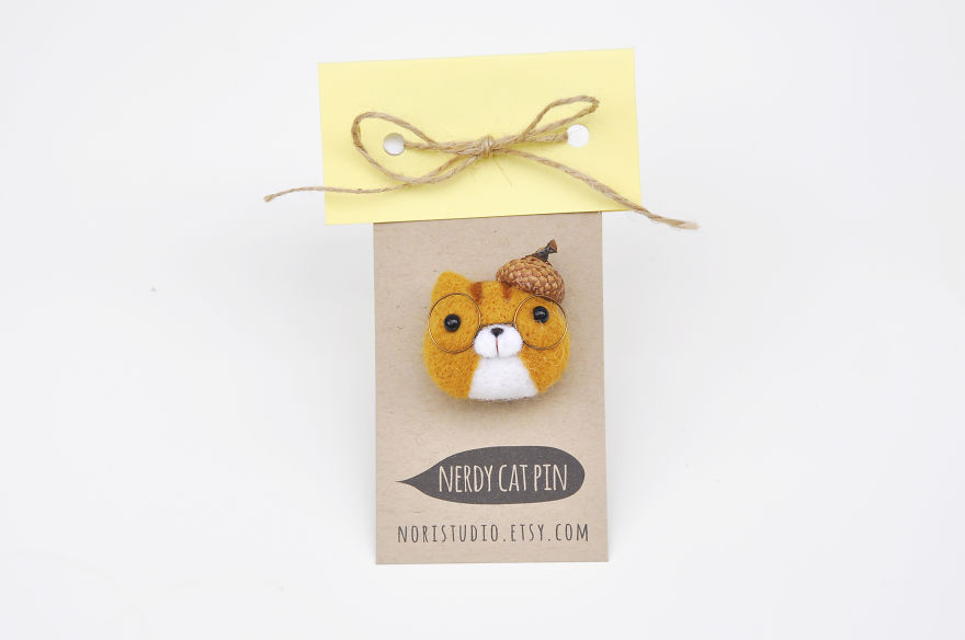 Needle Felted Gifts For The Cat Lovers! Nerdy Cat Pins!