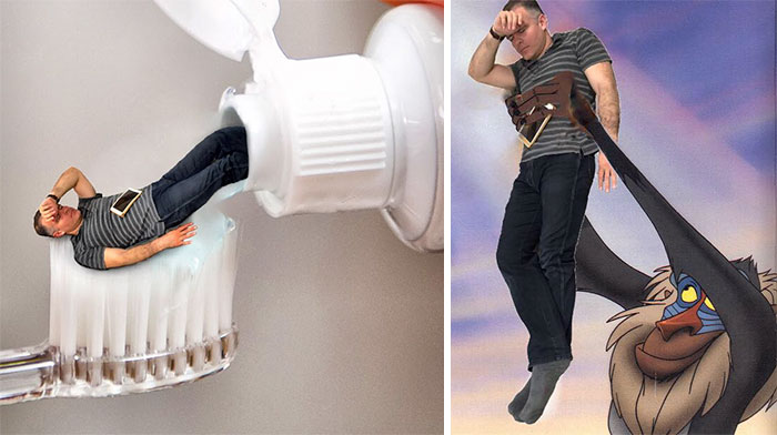 CEO Falls Asleep At Work And His Employees Take Him On Photoshop Adventures