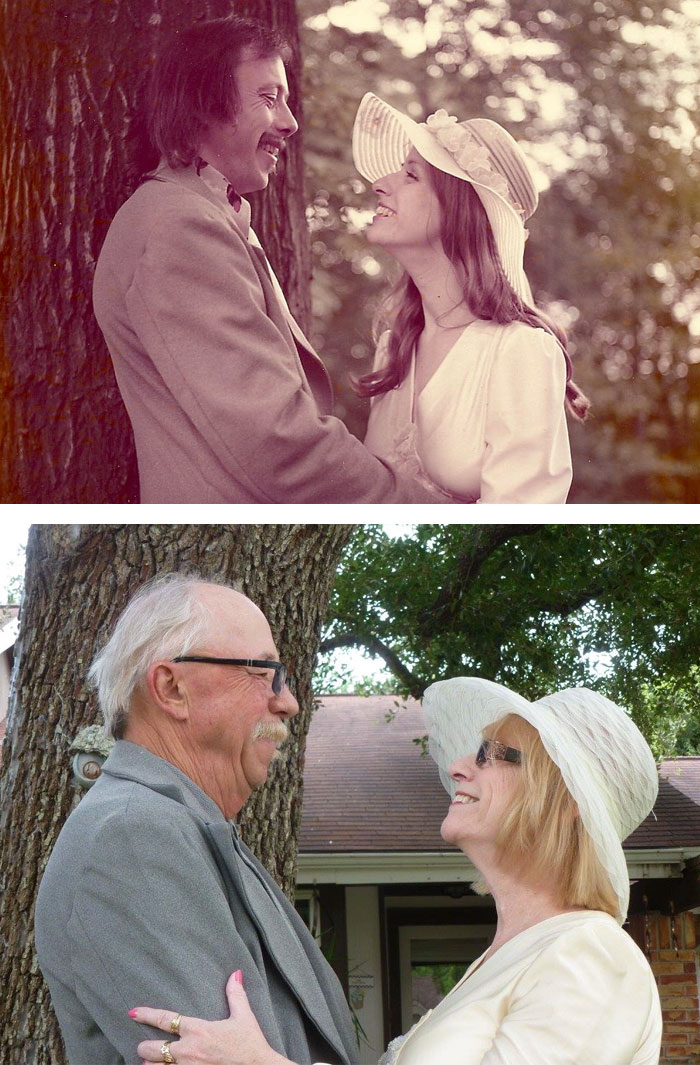 Couple Celebrates 40th Anniversary By Recreating Their Wedding Pics From 1975