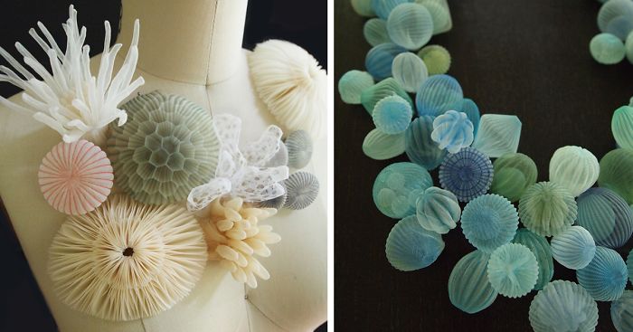 Sea-Inspired Jewelry Made From Translucent Fabric By Japanese Artist