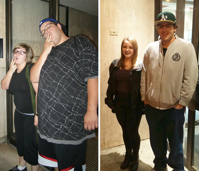 Me And My Friend Thought, Hey Lets Not Be Fat And Ugly Anymore. I've Lost 110 Lbs, As For Her I Dont Think She Liked Weighing Herself But You Can Obviously Tell The Difference