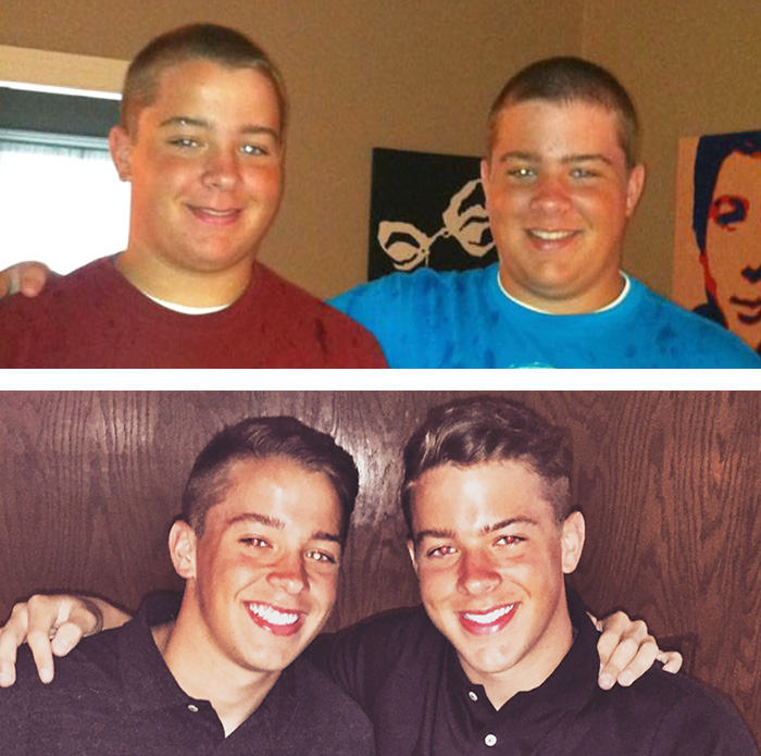 Twin Weight Loss Transformation. 65 Lbs (Left) And 78 Lbs (Right) Lost