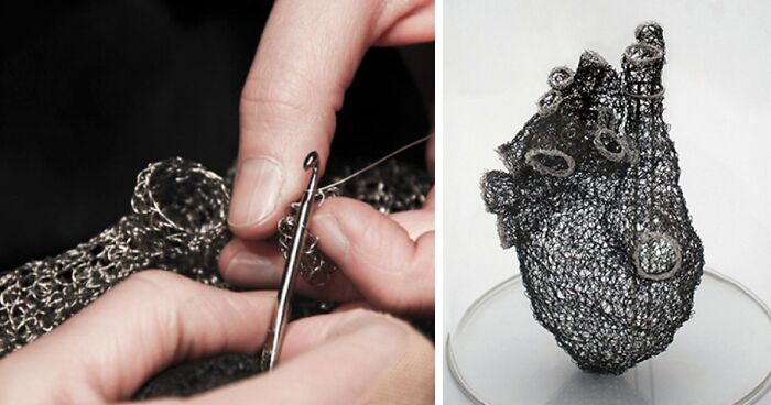 Artist Spends 1000s Of Hours Crocheting Wire Into Anatomically Correct Heart
