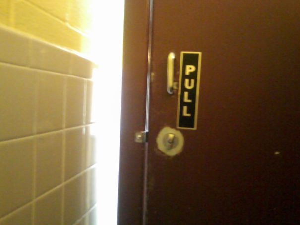 In Case You Can't Remember How To Exit A Bathroom Stall...........
