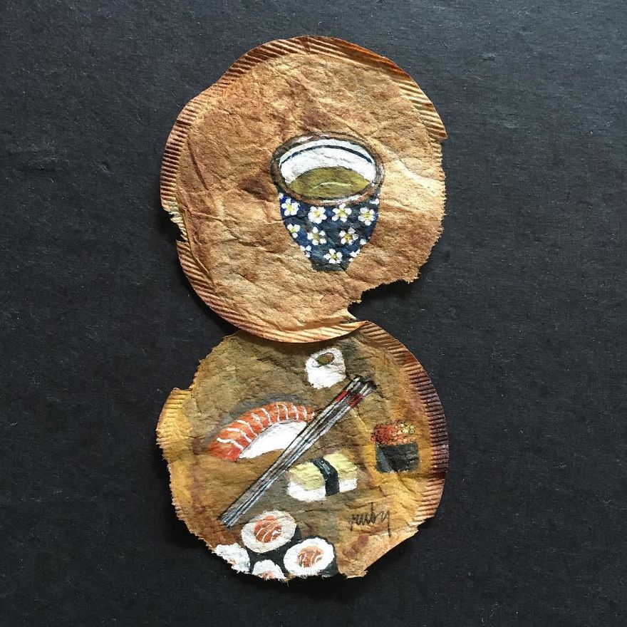 26 Days Of Tea In Japan: I Paint On Used Tea Bags