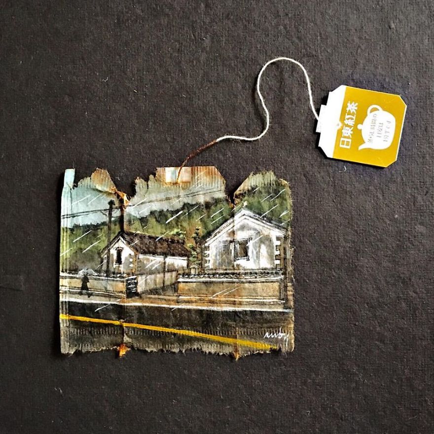 26 Days Of Tea In Japan: I Paint On Used Tea Bags