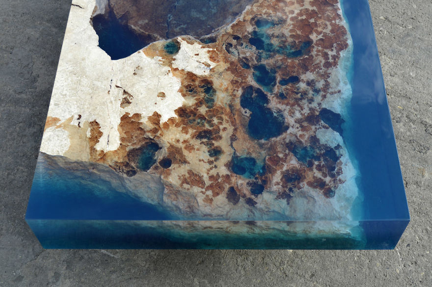 My Recent Nature-Inspired Table That I Made By Merging Resin With Cut Travertine Marble My Recent Nature-Inspired Table That I Made By Merging Resin With Cut Travertine Marble