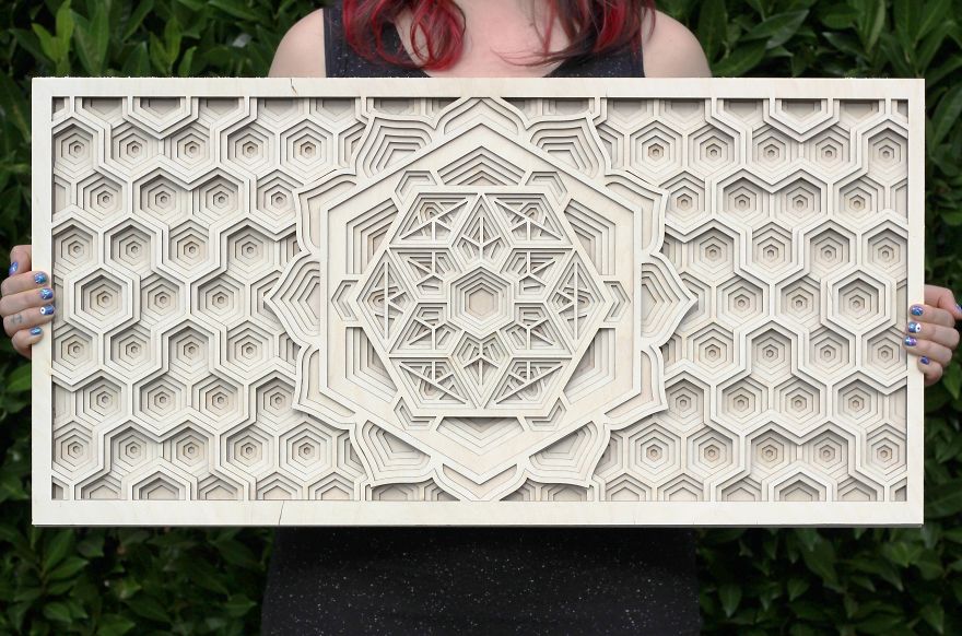 We Stack Layers Of Laser Cut Wood To Make Intricate Mandalas