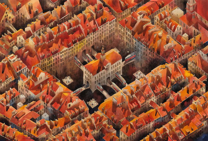 Polish Watercolor Artist Changes Routes Of Trams In His Hometown Warsaw