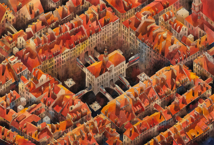 Polish Watercolor Artist Changes Routes Of Trams In His Hometown Warsaw