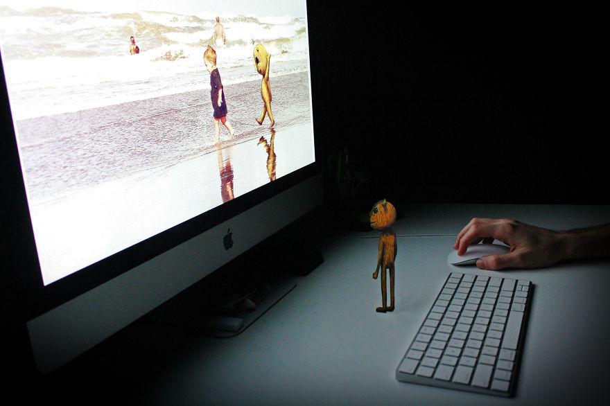 Invisible Friend: Family Pictures Invaded By A Cute Monster