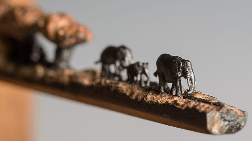 I Carved A Family Of Elephants Into A Pencil I Carved A Family Of Elephants Into A Pencil