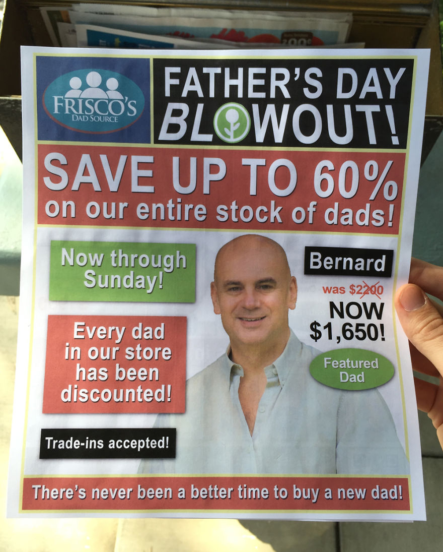 I Made A Fake Father's Day Sale Flyer And Left It In My Neighbors' Mailboxes