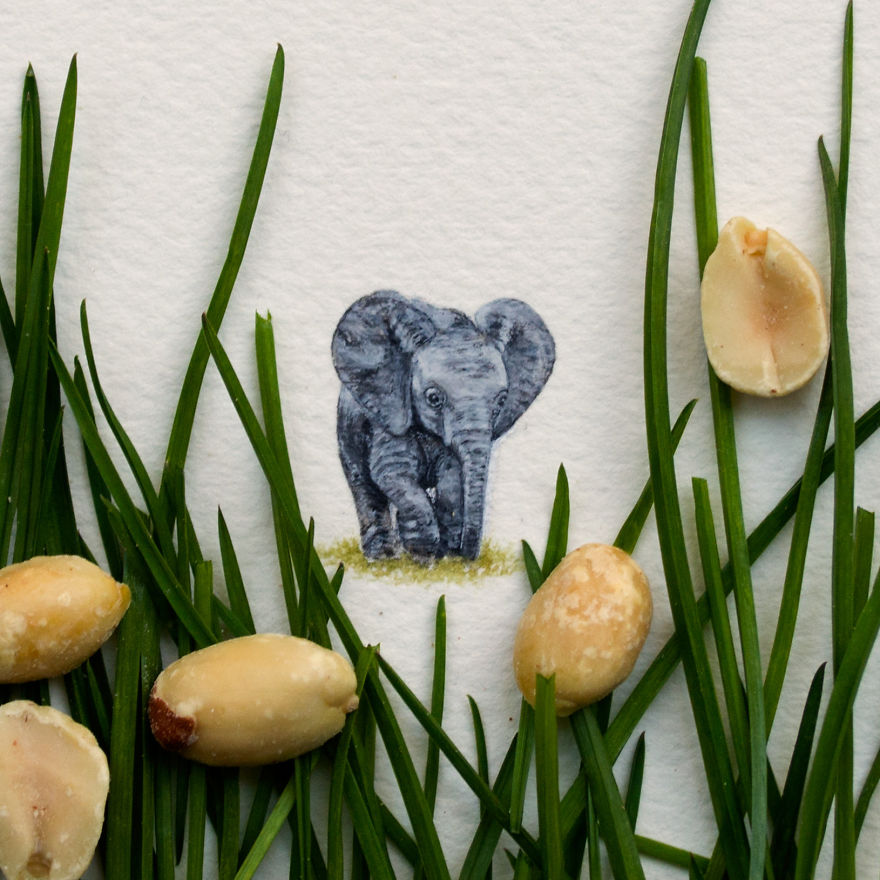 Elephant. One Of The First Animals I Had Ever Attempted Painting