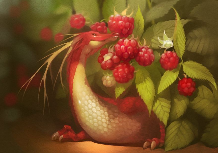 Fruit Dragons By Russian Artist Alexandra Khitrova