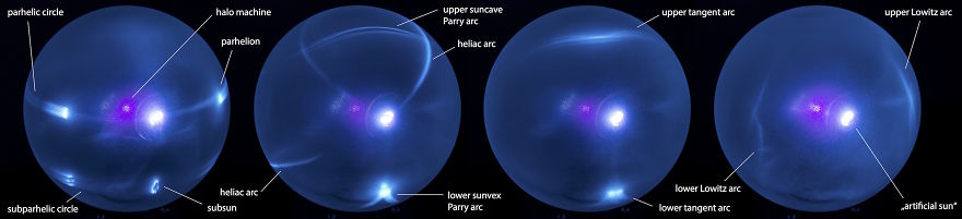We Recreate Beautiful Atmospheric Ice Halos Using Spinning Glass Crystals