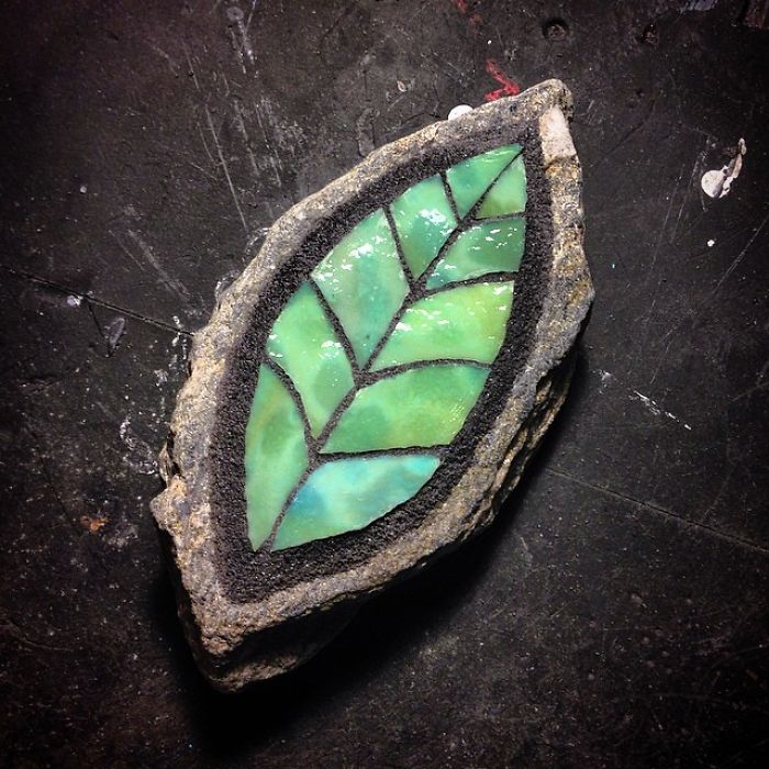 As A Way To Relax, I Make These Colorful Mosaics On Stones