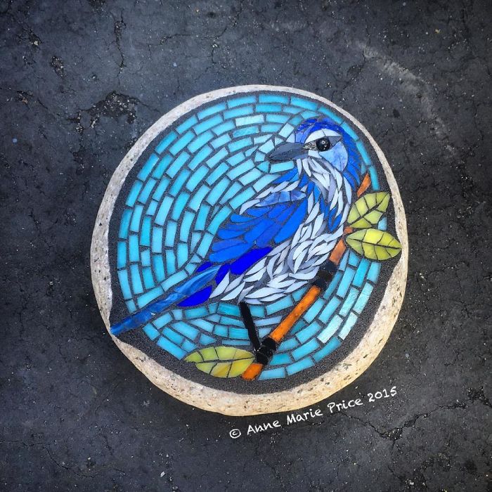 As A Way To Relax, I Make These Colorful Mosaics On Stones