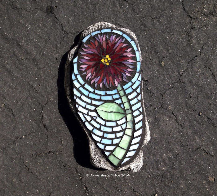 As A Way To Relax, I Make These Colorful Mosaics On Stones