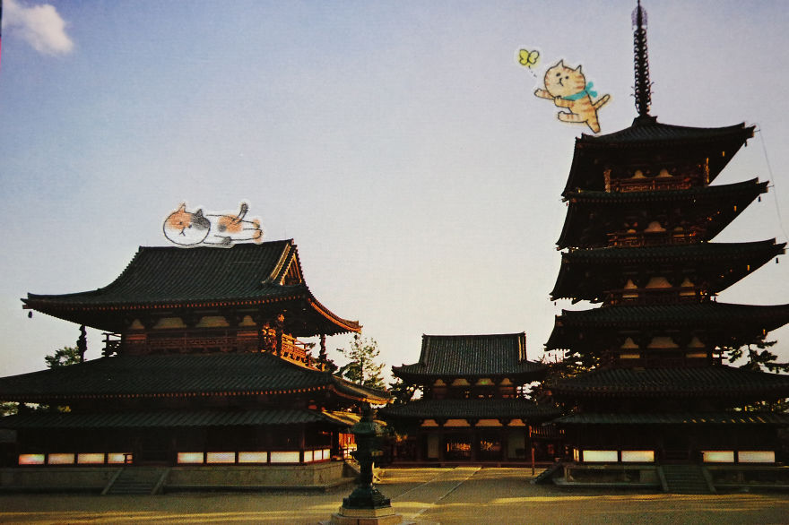 I Add Lazy Cats Stickers To Japanese Postcards I Add Lazy Cats Stickers To Japanese Postcards