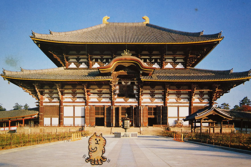 I Add Lazy Cats Stickers To Japanese Postcards