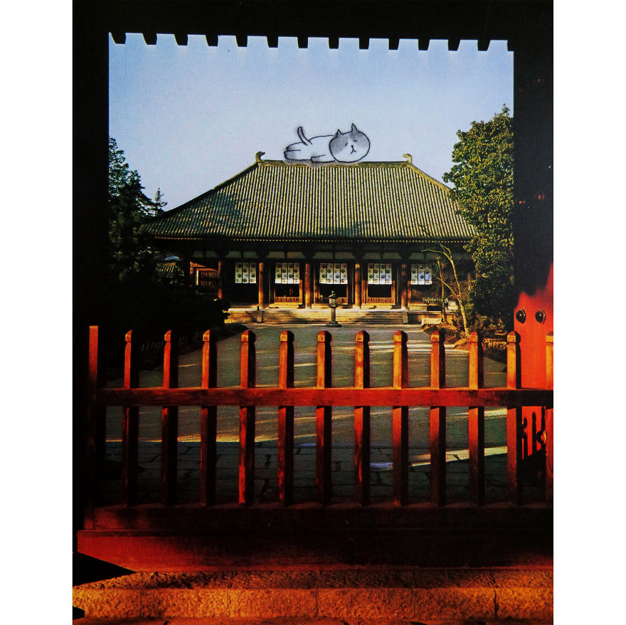 I Add Lazy Cats Stickers To Japanese Postcards