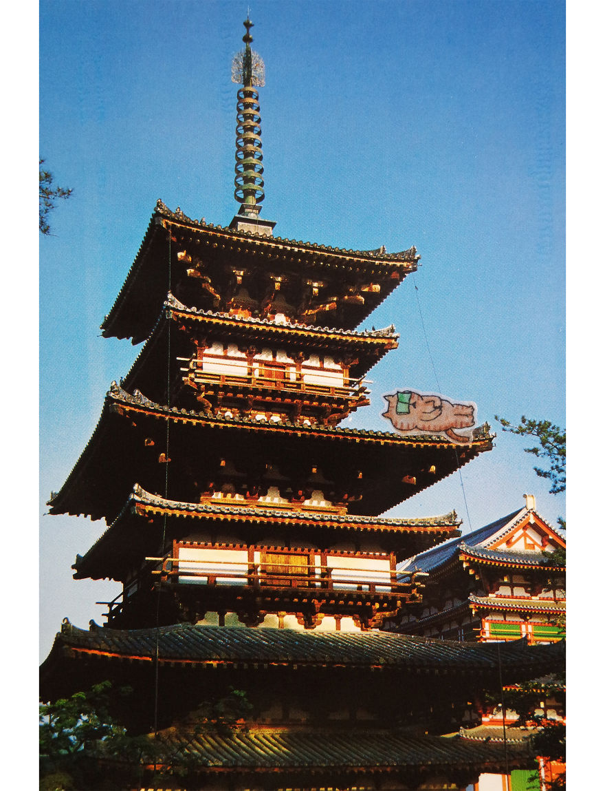 I Add Lazy Cats Stickers To Japanese Postcards