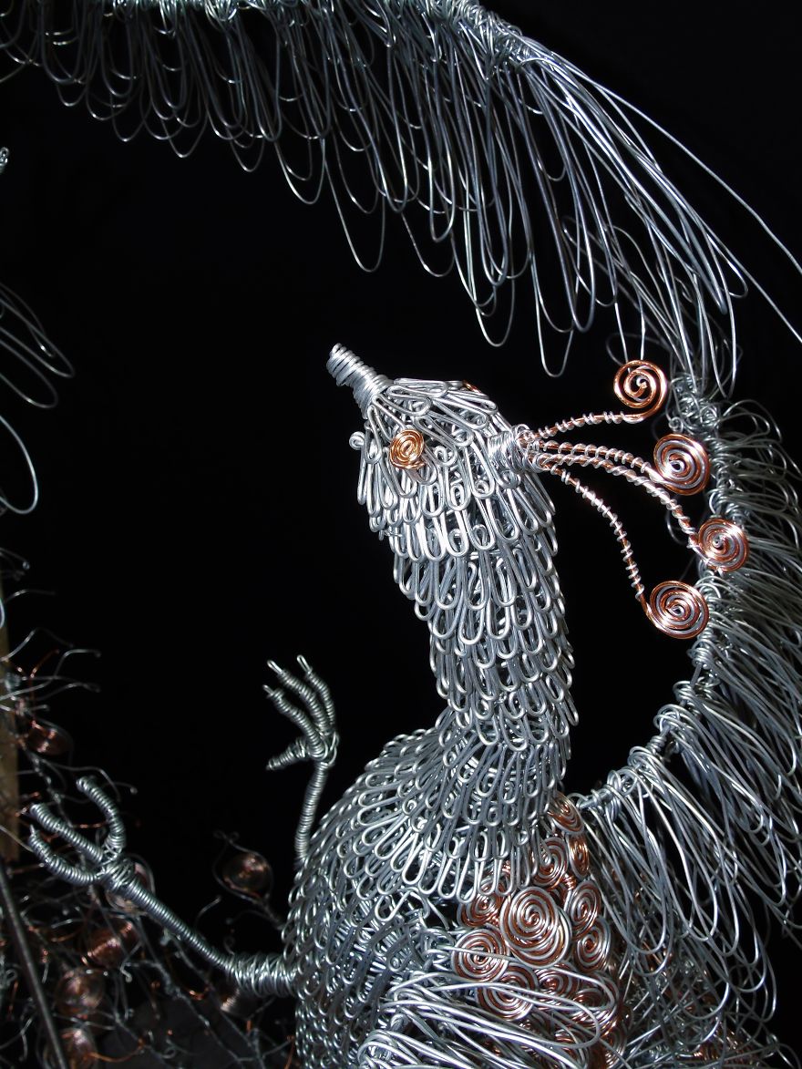 I've Created This Sculpture Using Hundreds Of Meters Of Galvanised Steel And Copper Wire