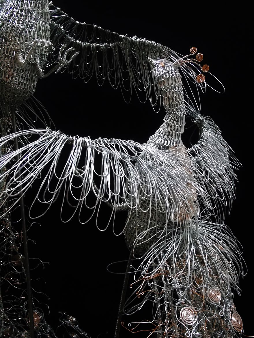 I've Created This Sculpture Using Hundreds Of Meters Of Galvanised Steel And Copper Wire