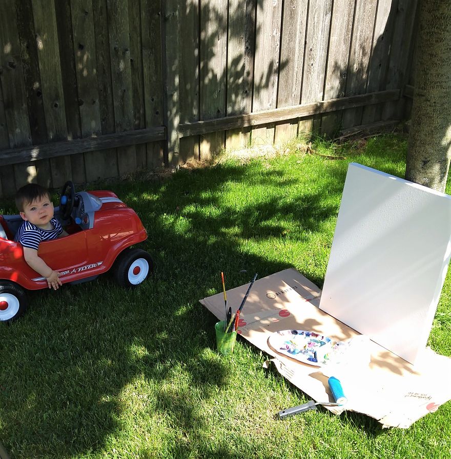 I Tried To Paint With My 9 Month Old Present.