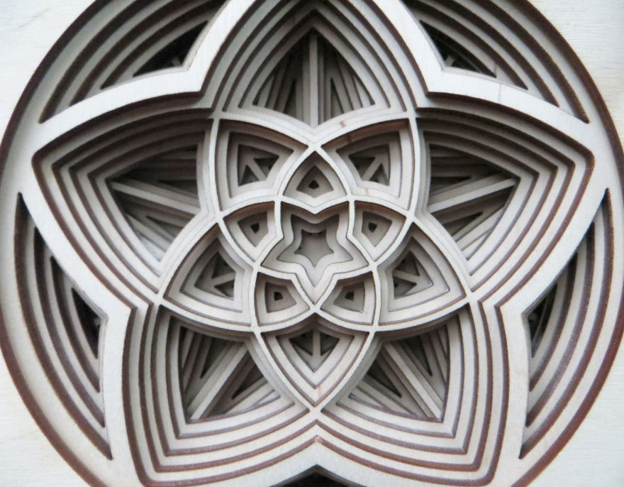 We Stack Layers Of Laser Cut Wood To Make Intricate Mandalas