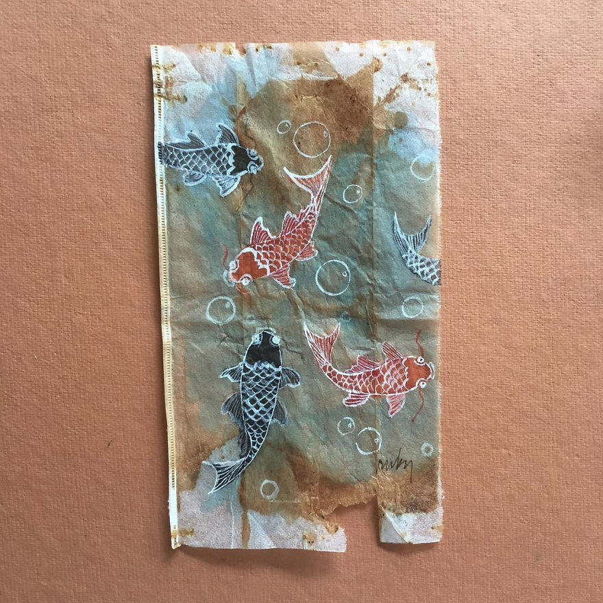 26 Days Of Tea In Japan: I Paint On Used Tea Bags
