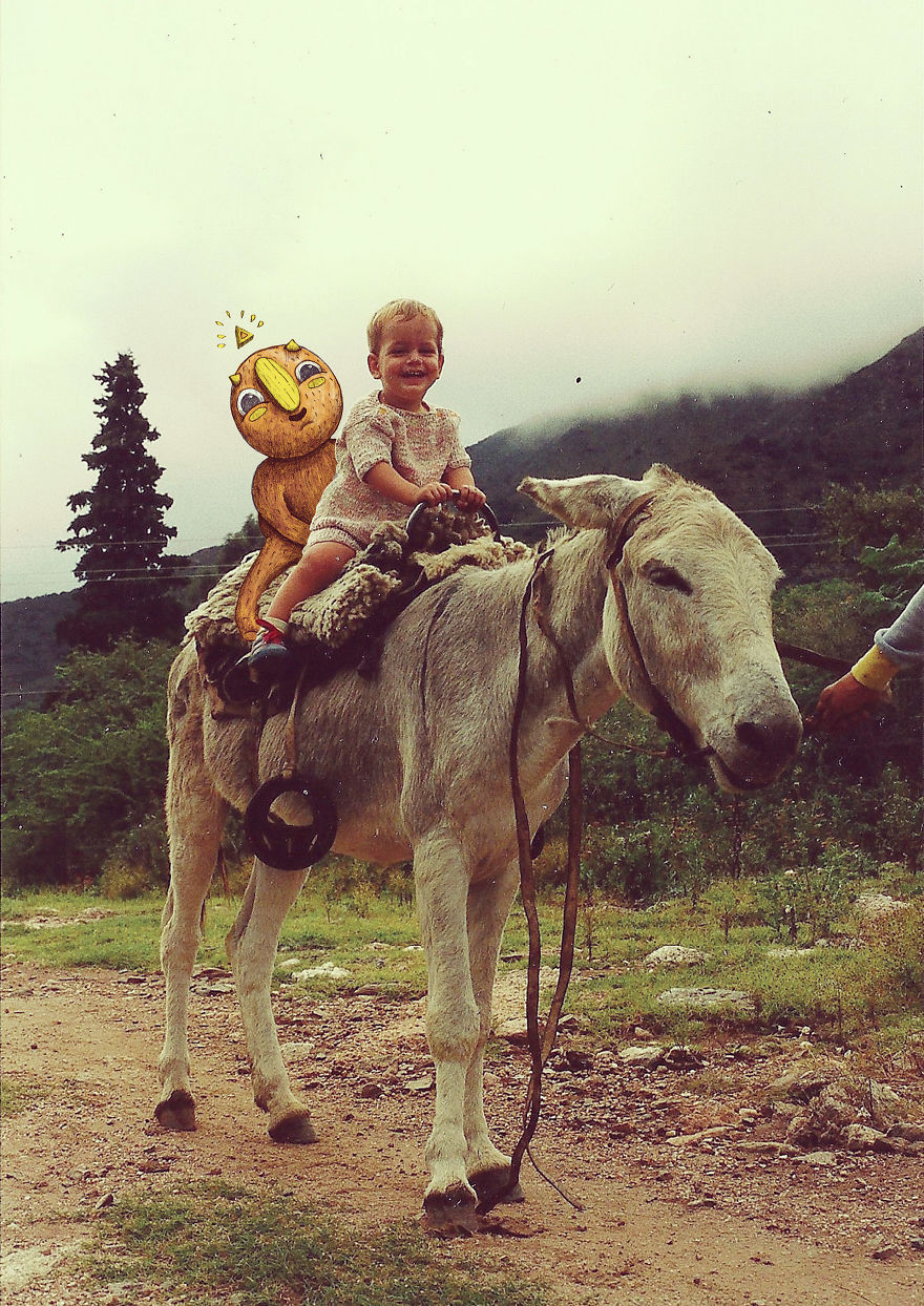 Invisible Friend: Family Pictures Invaded By A Cute Monster