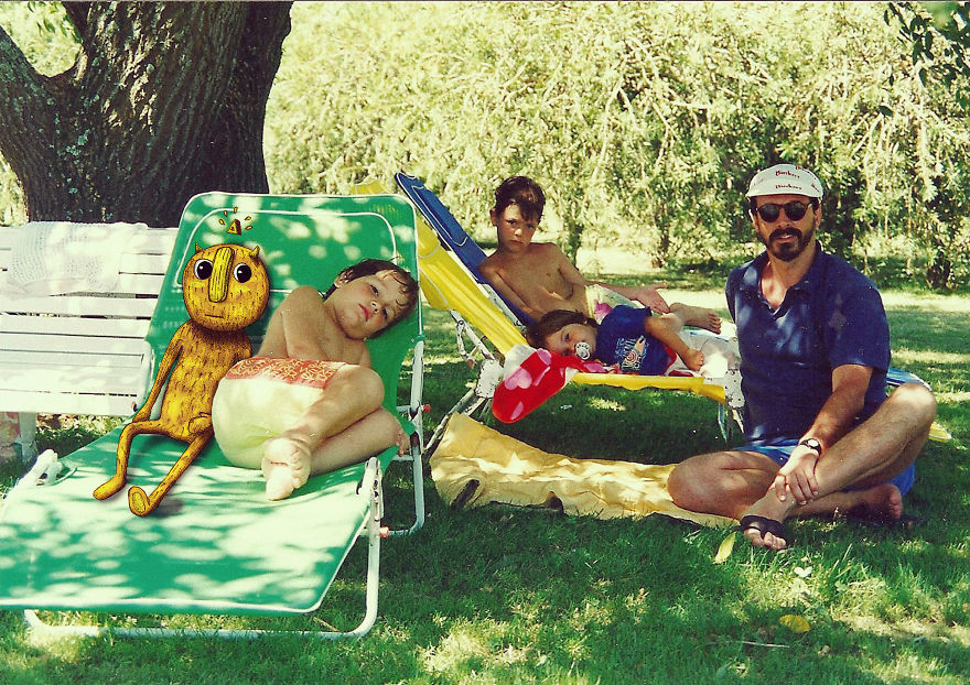 Invisible Friend: Family Pictures Invaded By A Cute Monster