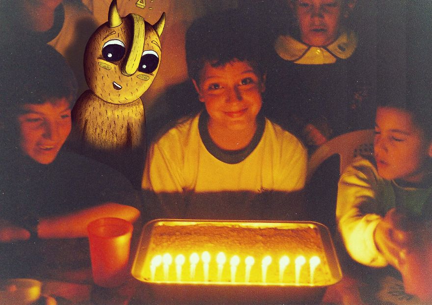 Invisible Friend: Family Pictures Invaded By A Cute Monster