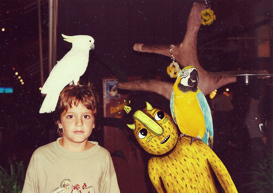 Invisible Friend: Family Pictures Invaded By A Cute Monster