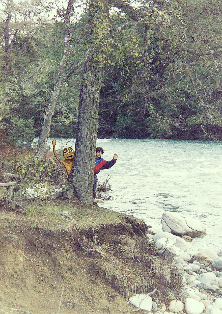 Invisible Friend: Family Pictures Invaded By A Cute Monster