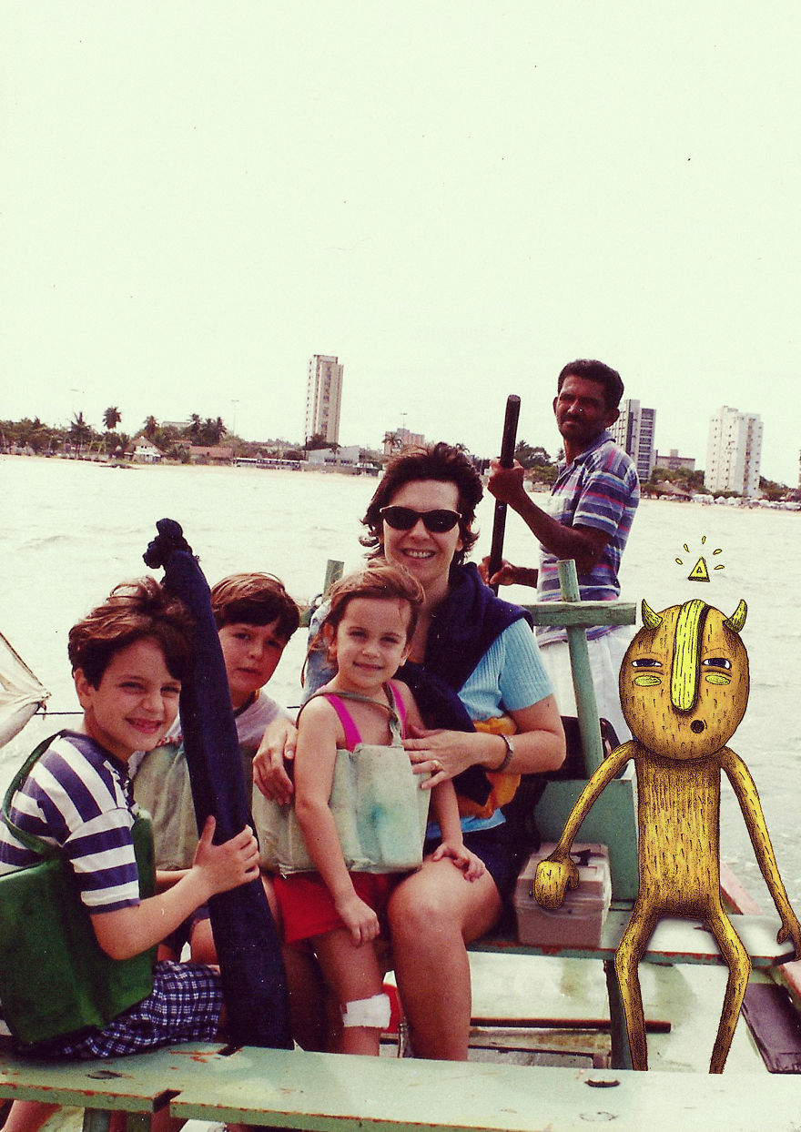 Invisible Friend: Family Pictures Invaded By A Cute Monster