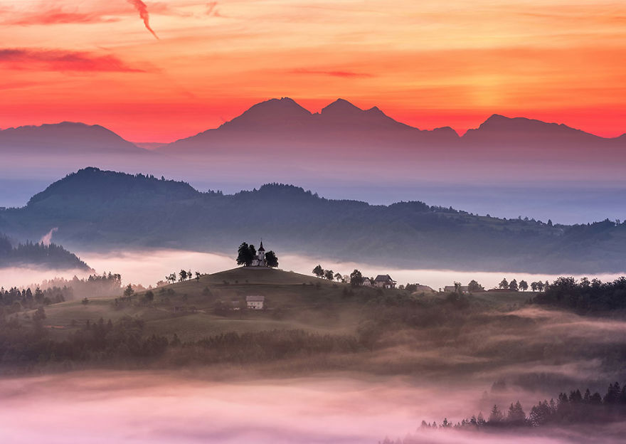 I Photographed Saint Thomas Church Above Praprotno Village Before Sunrise
