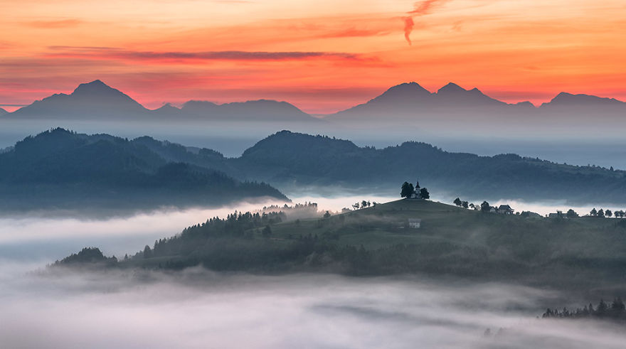 I Photographed Saint Thomas Church Above Praprotno Village Before Sunrise