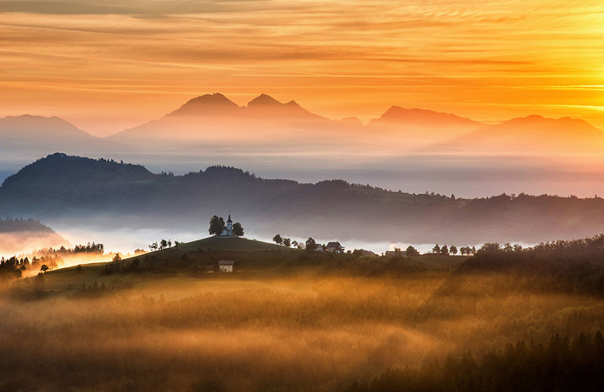 I Photographed Saint Thomas Church Above Praprotno Village Before Sunrise I Photographed Saint Thomas Church Above Praprotno Village Before Sunrise